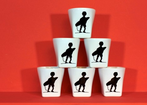 coffret &laquo;&nbsp;6 tasses café Surfeurs&nbsp;&raquo;