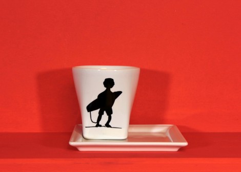 Sous-tasse carrée pour tasse « Surfeur » Sous-tasse carrée pour tasse « Surfeur »