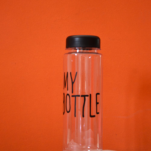 gourde bouteille réutilisable "my bottle" avec son sac "don't touch this is my bottle"
