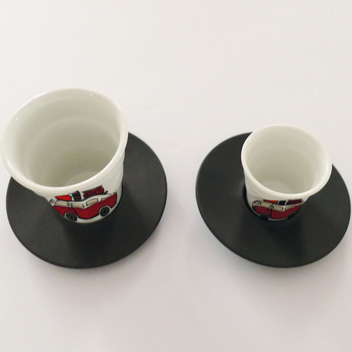 sous tasse basalt de forme ronde, par porcelaine Revol