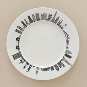 mini assiette new york une création exclusive d'assiettes et compagnie, une mini assiette à dessert de 17 cm, made in france , manufacture revol pour assiettes et compagnie