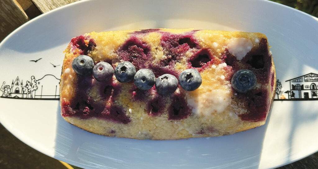 un gateau aux myrtilles de cambo, aux citrons de nice et à l'amande, une recette délicieuse par assiettes et compagnie