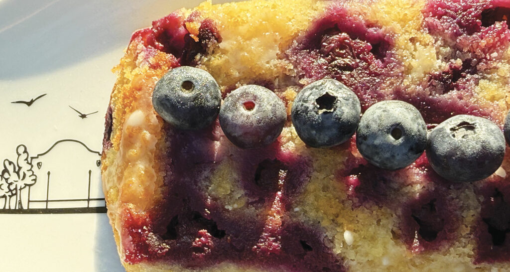 un gateau aux myrtilles de cambo, aux citrons de nice et à l'amande, une recette délicieuse par assiettes et compagnie